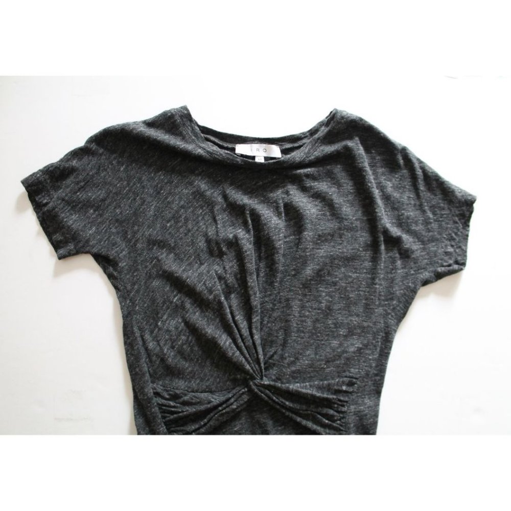 IRO Pacson Dress Heathered Dark Grey Size Medium Front Twist Jersey Net-a-Porter - Picture 6 of 8